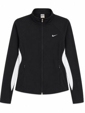 Vintage Nike Black Fitted Running Jacket w White Accents – Size Medium EUC